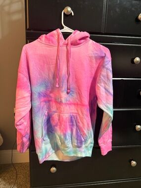 Tie-Dye Pink Pullover Hoodie